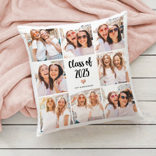 Simple and Chic Class of 2023 Heart Photo Collage Throw Pillow