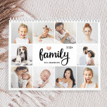 Simple and Chic | Family Heart Photo Collage 2024 Calendar<br><div class="desc">This chic black and white 2024 calendar features a photo grid on the cover, with ten of your personal photos, and trendy modern script typography that says "family". There is also an elegant little heart with a faux rose gold look. Every month has its own photo, plus a stylish black...</div>