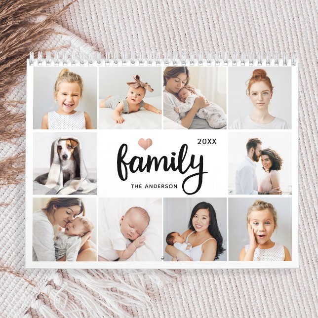 Simple and Chic | Family Heart Photo Collage 2024 Calendar (A sweet and simple photo collage calendar for your family)