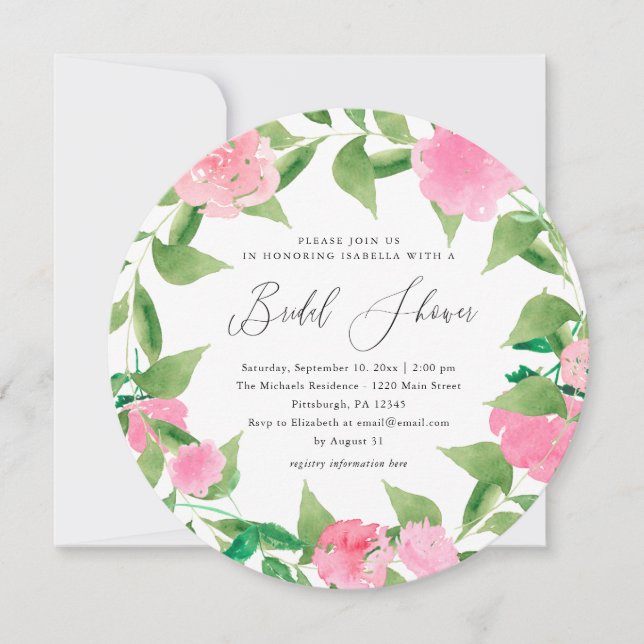 Simple and Chic Floral Bridal Shower Invitation (Front)
