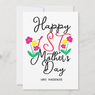 Simple and Chic   Floral first Mother Days Gift  Holiday Card
