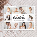Simple and Chic | Heart Photo Collage for Grandma Calendar<br><div class="desc">This chic black and white 2024 calendar features a photo grid on the cover, with ten of your personal photos, and trendy modern script typography that says "grandma". There is also an elegant little heart with a faux rose gold look. Every month has its own photo, plus a stylish black...</div>