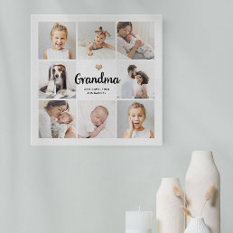 Simple and Chic | Heart Photo Collage for Grandma Faux Canvas Print