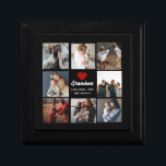 Simple and Chic | Heart Photo Collage for Grandma Gift Box<br><div class="desc">Black Photo Collage | Rustic Red heart
Add up to 8 pictures to this photo collage of your favorite people on this diy tote bag. A red heart is in the middle and a template for your name too. A wonderful gift idea for the family, grandparents and friends.</div>