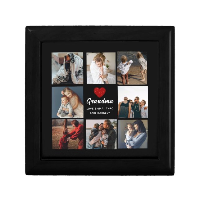 Simple and Chic | Heart Photo Collage for Grandma  Gift Box (Front)