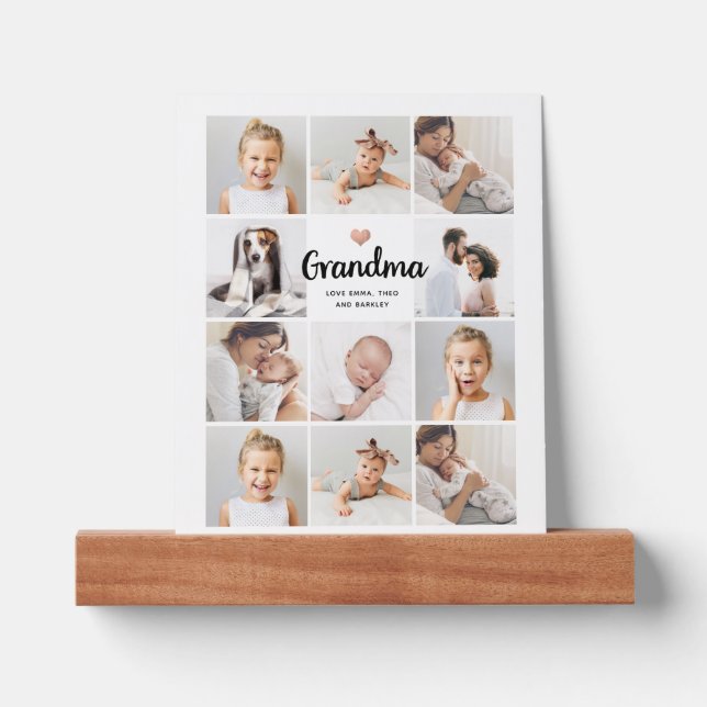 Simple and Chic | Heart Photo Collage for Grandma Picture Ledge (Front)