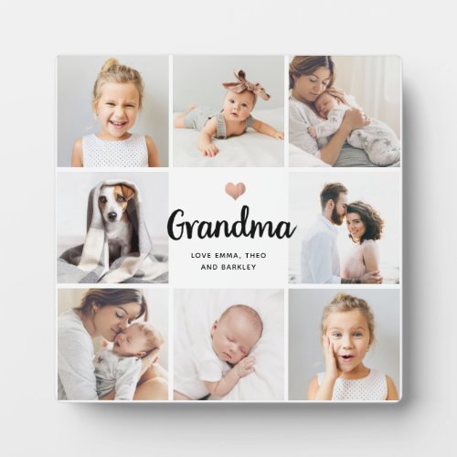 Simple and Chic  Heart Photo Collage for Grandma Plaque