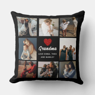 Simple and Chic   Heart Photo Collage for Grandma  Throw Pillow