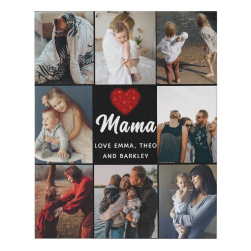 Simple and Chic  Heart Photo Collage for Mother Faux Canvas Print