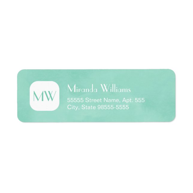 Simple and Chic Mint Green Monogram With Name Label (Front)