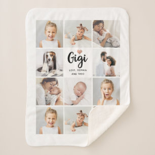 Simple and Chic Photo Collage and Heart for Gigi Sherpa Blanket