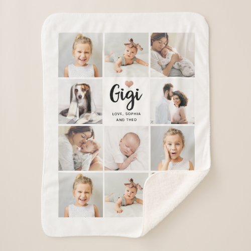 Simple and Chic  Photo Collage and Heart for Gigi Sherpa Blanket