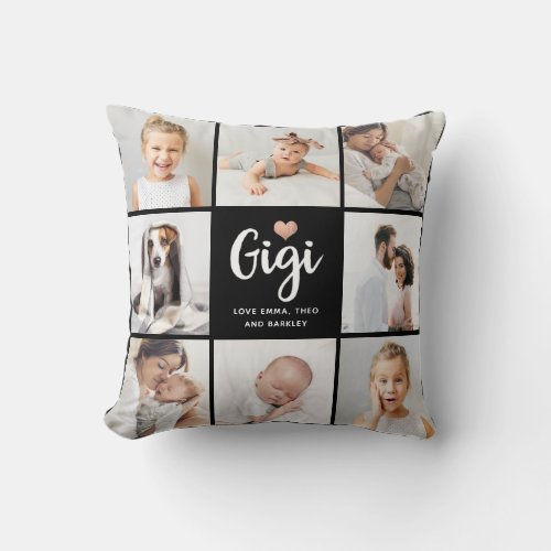 Simple and Chic  Photo Collage and Heart for Gigi Throw Pillow