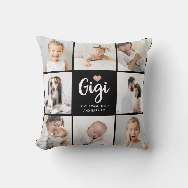 Simple and Chic | Photo Collage and Heart for Gigi Throw Pillow (Front)