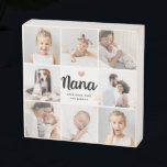 Simple and Chic | Photo Collage and Heart for Nana Wooden Box Sign<br><div class="desc">This chic black and white wooden box sign features a photo grid with eight of your personal photos, and trendy modern script typography that says "Nana". There is also an elegant little heart with a faux rose gold look. A simple, minimalist yet absolutely stylish gift for your grandmother or grandma...</div>