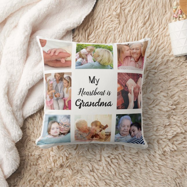 Simple and Chic| Photo Collage for Grandma Throw Pillow (Blanket)
