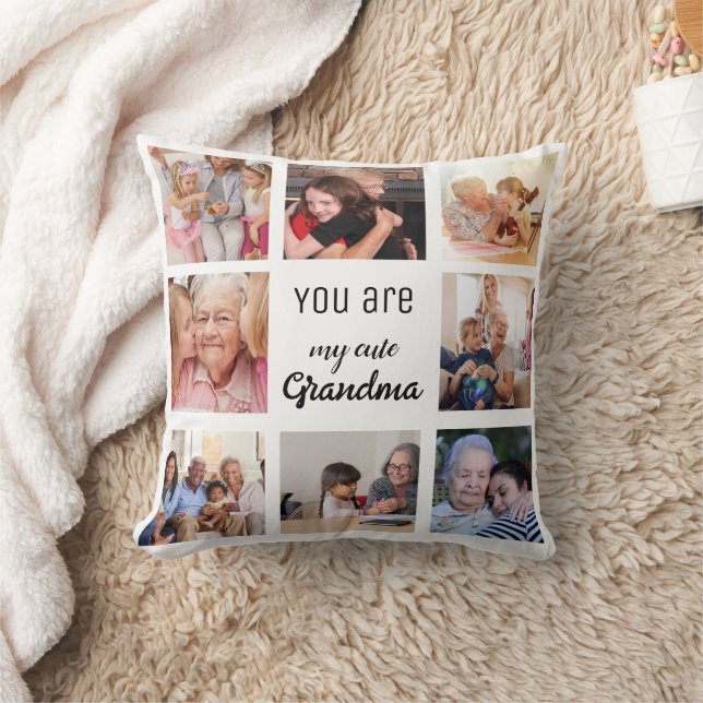 Simple and Chic| Photo Collage for Grandma Throw Pillow (Blanket)