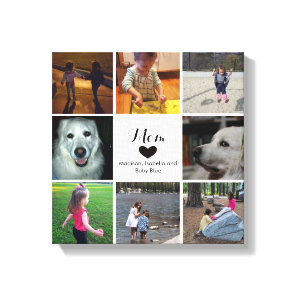 Simple and Chic Photo Collage for Mom with Heart Canvas Print