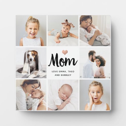 Simple and Chic  Photo Collage for Mom with Heart Plaque