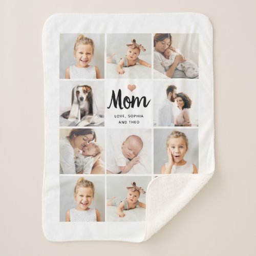 Simple and Chic  Photo Collage for Mom with Heart Sherpa Blanket