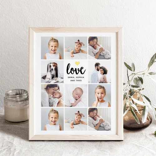 Simple and Chic Photo Collage  Love Gold Heart Foil Prints