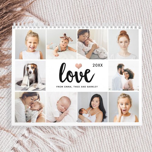 Simple and Chic Photo Collage  Love with Heart Calendar