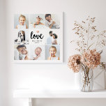 Simple and Chic Photo Collage | Love with Heart Faux Canvas Print<br><div class="desc">This chic black and white print features a photo grid with eight of your personal photos, and trendy modern script typography that says "love". There is also an elegant little heart with a faux rose gold look. A simple, minimalist yet absolutely stylish gift for your mother, spouse, or any family...</div>
