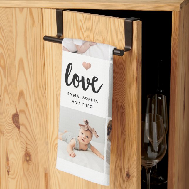 Simple and Chic Photo Collage | Love with Heart Kitchen Towel (Thirds Fold)