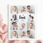 Simple and Chic Photo Collage | Love with Heart Planner<br><div class="desc">This chic black and white 2023 planner features a photo grid with eleven of your personal photos, and trendy modern script typography that says "Love". There is also an elegant little heart with a faux rose gold look. A simple, minimalist yet absolutely stylish gift for your mother, spouse, or any...</div>