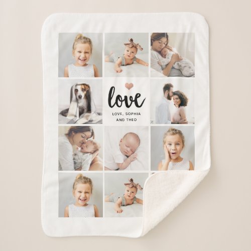 Simple and Chic Photo Collage  Love with Heart Sherpa Blanket