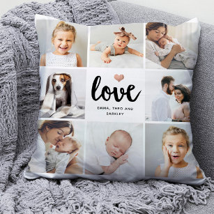 Simple and Chic Photo Collage   Love with Heart Throw Pillow