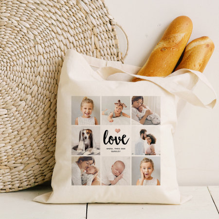 Simple And Chic Photo Collage | Love With Heart Tote Bag