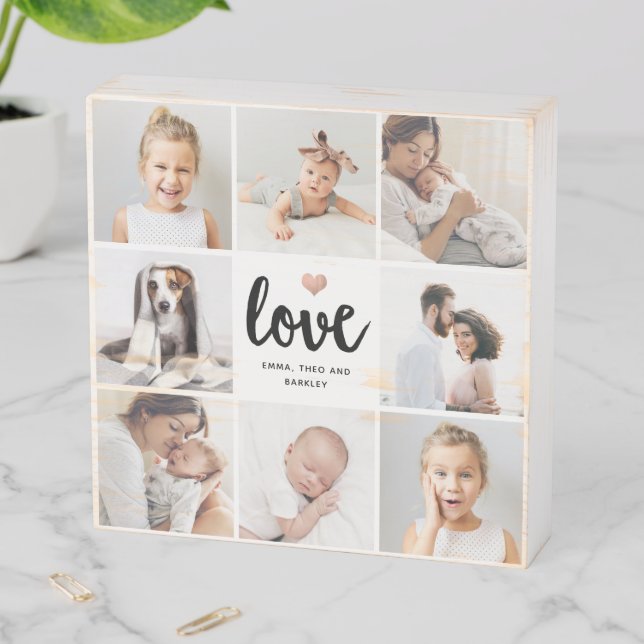 Simple and Chic Photo Collage | Love with Heart Wooden Box Sign (In Situ Horizontal)