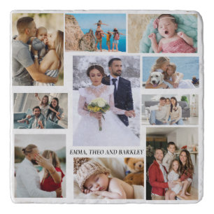 Simple and Chic Photo Collage   Wedding Trivet