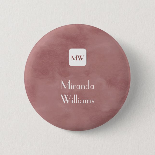 Simple and Chic Rosy Brown Monogram With Name Button (Front)