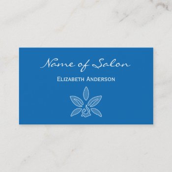Simple And Chic Salon In Dazzling Blue Floral Business Card by GirlyBusinessCards at Zazzle