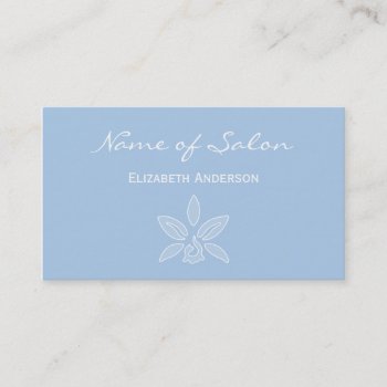 Simple And Chic Salon In Placid Light Blue Floral Business Card by GirlyBusinessCards at Zazzle