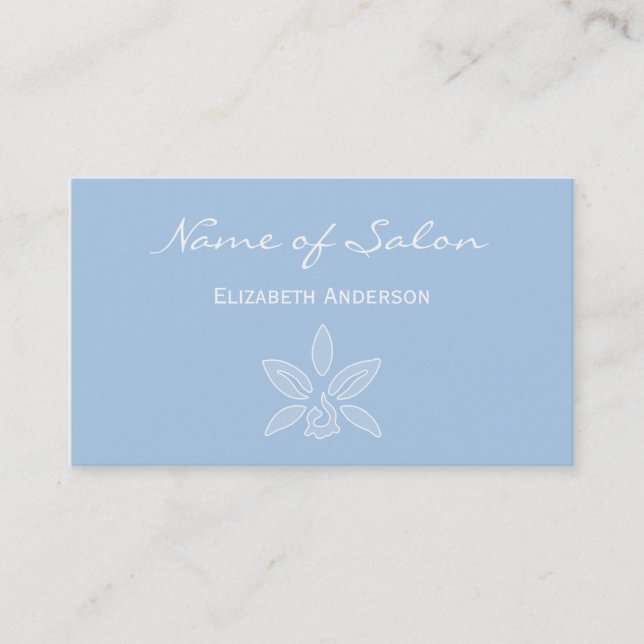 Simple and Chic Salon in Placid Light Blue Floral Business Card (Front)