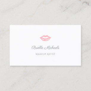 Simple and Chic Soft Pink Lips Makeup Artist Business Card