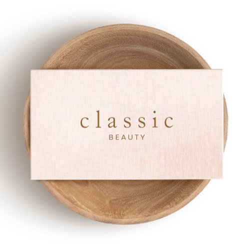 Simple and Classic Beauty Pink Linen Look Business Card