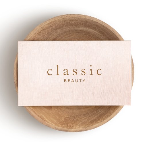 Customizable Simple and Classic Beauty Pink Linen Look Business Card Templates