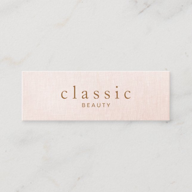 Simple and Classic Beauty Pink Linen Look Mini Business Card (Front)