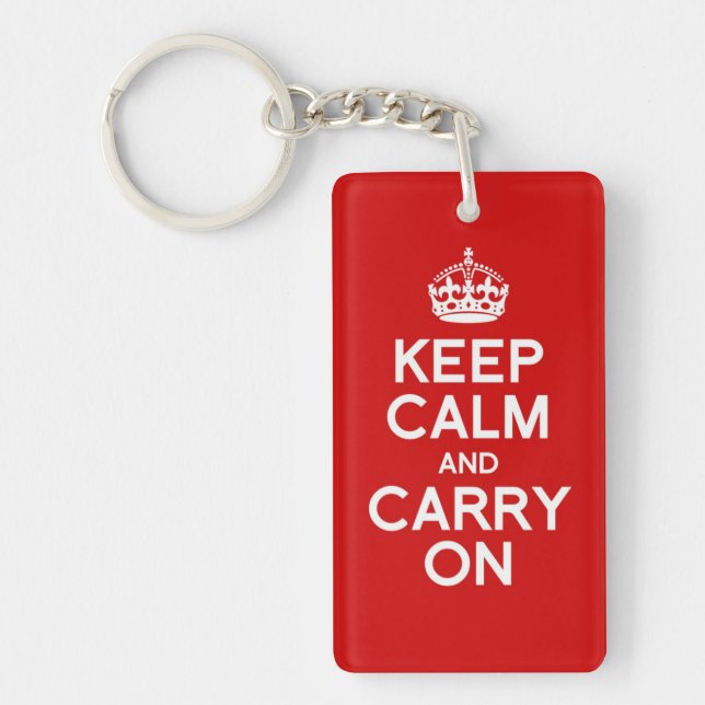 Simple and classic Keep Calm and Carry On Keychain (Front)
