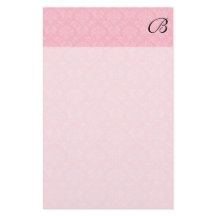 Simple and Classic Pink Damask with Black Monogram