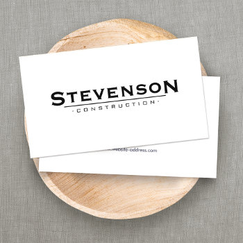 Simple And Classic White Construction Company Business Card by sm_business_cards at Zazzle