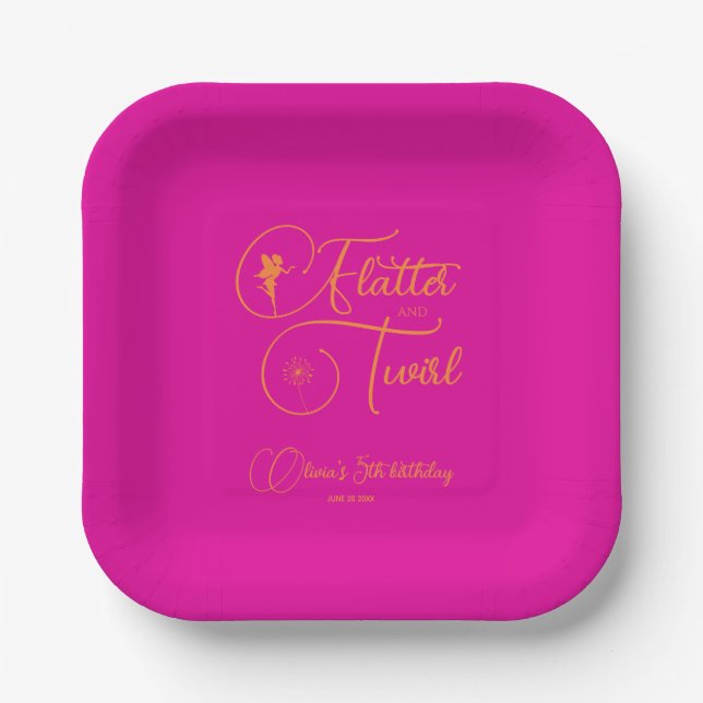 Simple And Clean Fairy Birthday Party Paper Plates (Front)