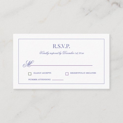 Simple and Crisp Periwinkle Blue Elegance RSVP Enclosure Card