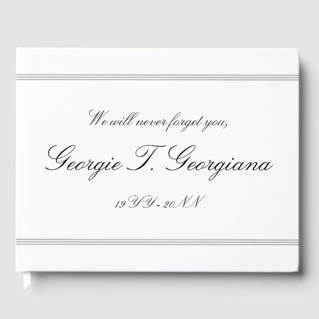 Simple and Customized Funeral Guest Book (Front)