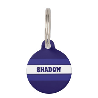 Simple and Cute Blue Striped Dog Name Small Pet ID Tag