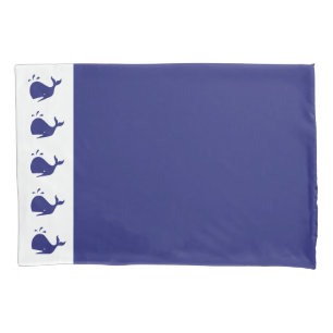 Simple and Cute Navy Blue Whales Boy's Bed Pillow Case